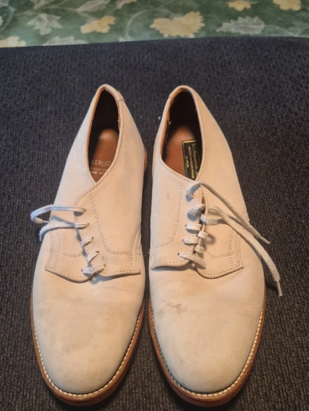 Men's Cream Suede Derby Shoes - Elegant Lace-Up